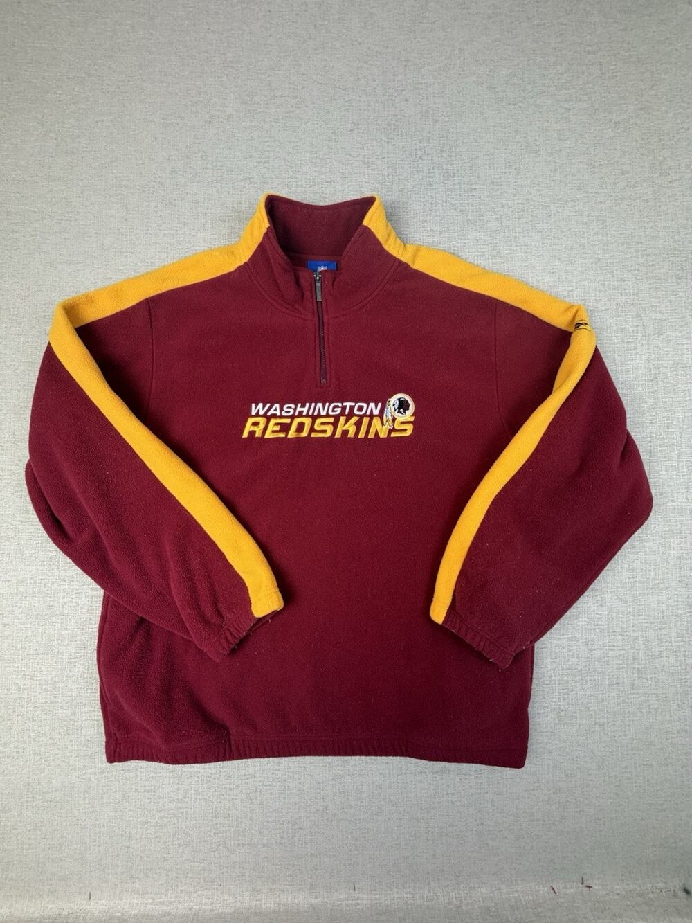 Reebok Washington Redskins NFL Fleece 1/4 Zip Pullover Jacket Mens XL Burgundy